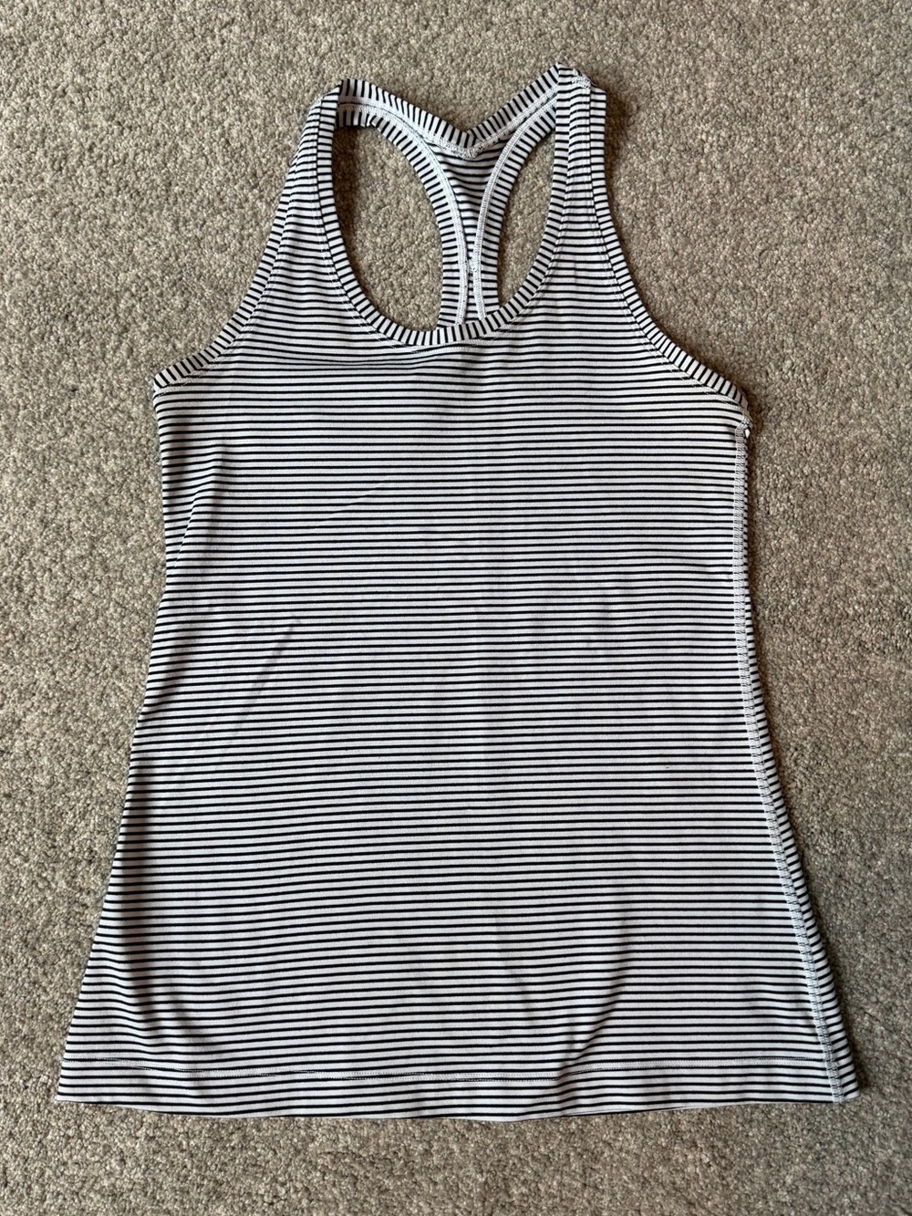 🎉Lululemon Athletica Racerback Tank, Women’s Size 8,Black/White Stripe